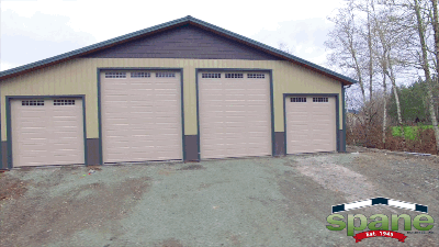Spane Buildings post frame garage for helicopter in Skagit County Washington