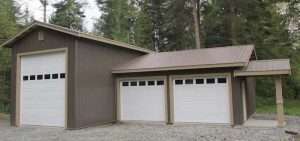 Garage built by Spane Buildings in Puyallup Washington State
