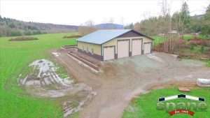 Spane Buildings post frame garage angled view in Skagit County