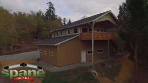 Spane Buildings post frame garage Camano Island rear corner