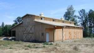 This pole barn built by Spane Buildings was built in Snohomish County Washington