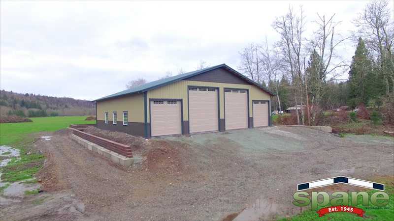 Spane post frame helicopter garage in Skagit County